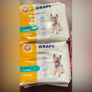 Lot of two - Arm & Hammer Disposable Dog Wraps X-Small 12 Pack